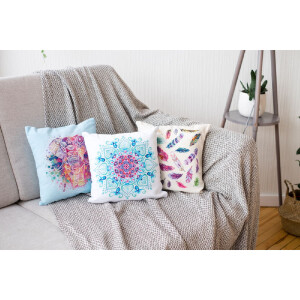 Abris Art counted cross stitch kit Cushion with Cushion back "Mandala", 30x30cm, DIY