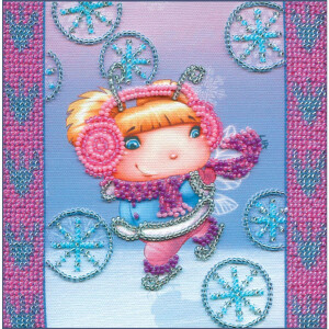 Abris Art stamped bead stitch kit "Snow Angel", 15x15cm, DIY
