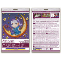 Abris Art kit de punto de cuentas estampadas "Moonlight dreamer", 15x15cm, DIY