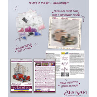 Abris Art stamped bead stitch kit "Auto-500k", 15x15cm, DIY