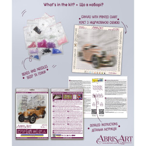 Abris Art stamped bead stitch kit "Auto-11", 15x15cm, DIY