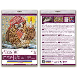 Abris Art stamped bead stitch kit "Owl", 15x15cm, DIY