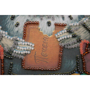 Набор для вышивания бисером с печатью Abris Art "Сова и печенье", 15x15 см