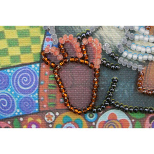 Abris Art stamped bead stitch kit "Owl and cookies", 15x15cm, DIY