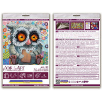 Kit di punti per tallone stampato Abris art "Owl and Cookies", 15x15cm, fai -da -te