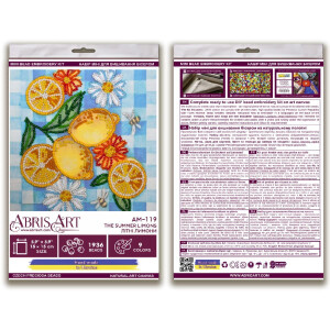 Abris Art kit de puntada con abalorios estampados "Los limones de verano", 15x15cm, DIY