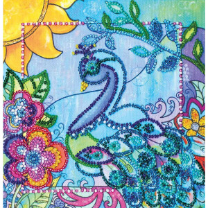 Abris Art stamped bead stitch kit "Luck bird", 15x15cm, DIY