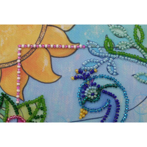 Abris Art stamped bead stitch kit "Luck bird", 15x15cm, DIY