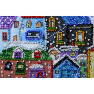 Abris Art gestempelde kraal Stitch Kit "Bright Houses", 15x15cm, DIY