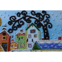 Abris Art stamped bead stitch kit "Bright houses", 15x15cm, DIY