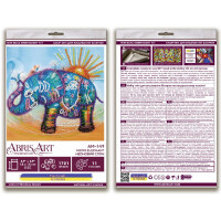 Kit de point de perle estampillé Abris Art "Éléphant néon", 15x15cm, DIY