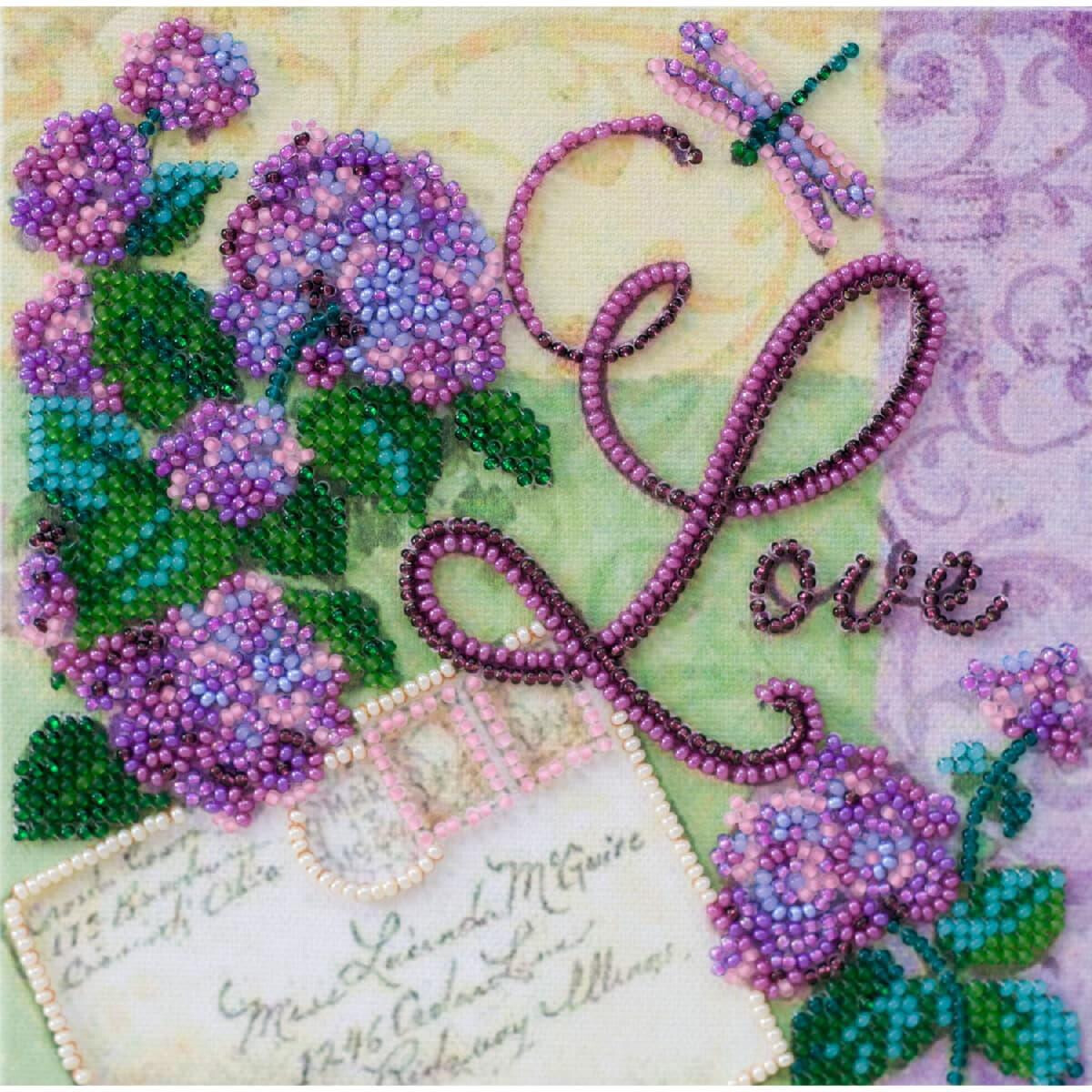 Kit di punti perle stampato Abris art "Love",...