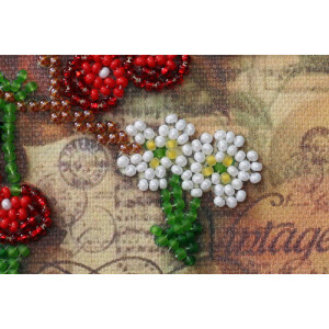 Kit di punti perle stampato Abris Art "Cherry Twig", 15x15cm, fai -da -te