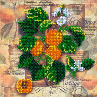 Abris Art stamped bead stitch kit "Apricot branch", 15x15cm, DIY