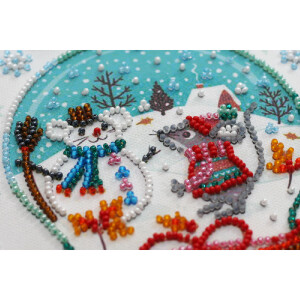 Abris Art gestempelde kraal Stitch Kit "Snowiness", 15x15cm, DIY
