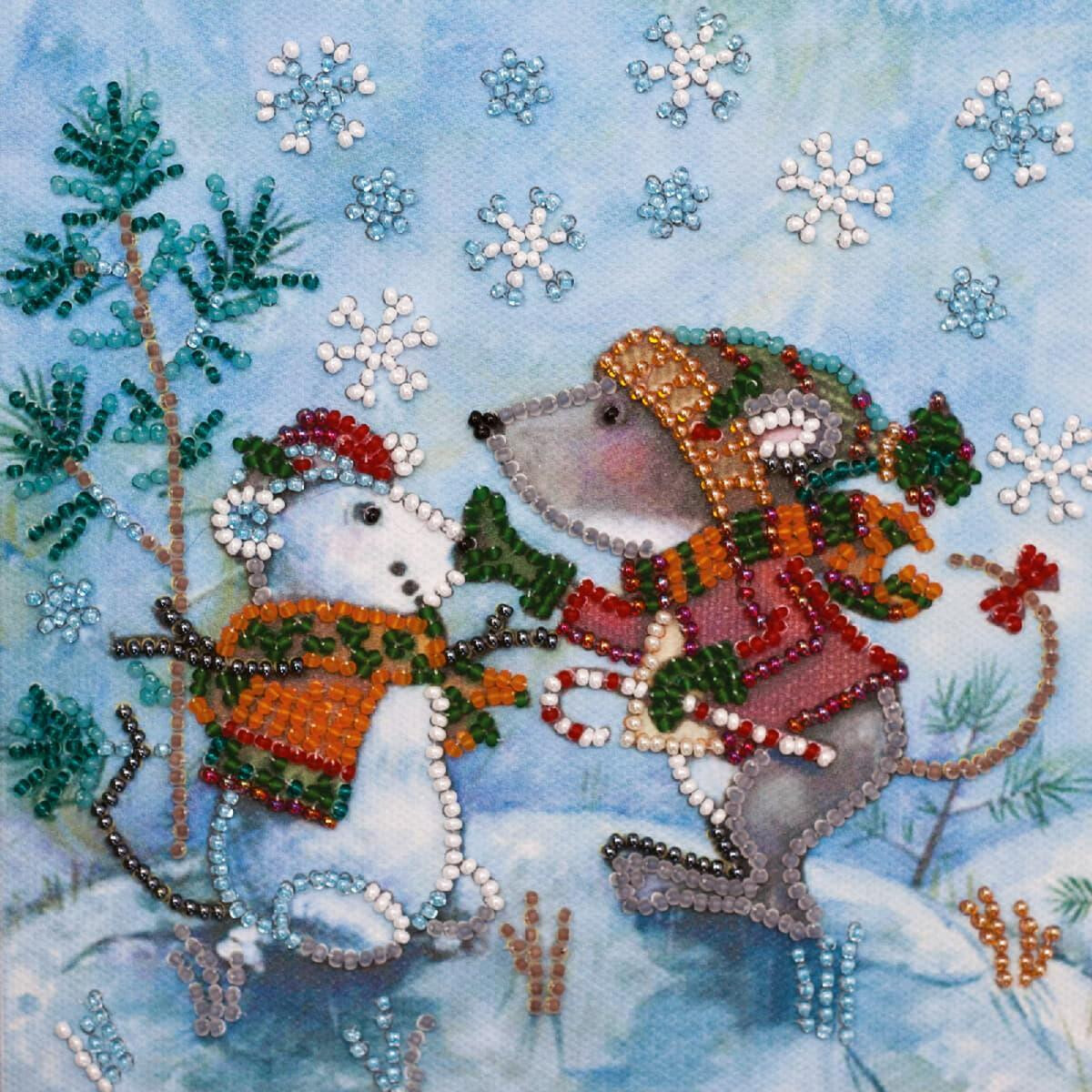 Abris Art stamped bead stitch kit "Snow...