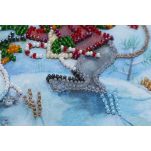 Набор для вышивания бисером с печатью Abris Art "Снежный друг", 15x15 см