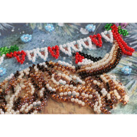 Набор для вышивания бисером с печатью Abris Art "Рождественский бычок", 15x15 см