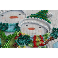 Abris Art stamped bead stitch kit "Snow friends", 15x15cm, DIY
