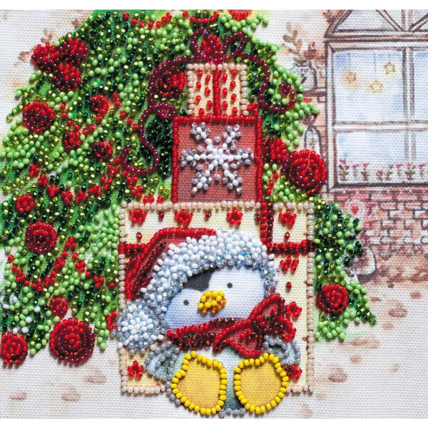 Abris Art stamped bead stitch kit "Under the Christmas tree", 15x15cm, DIY