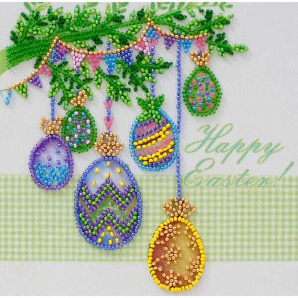 Abris Art stamped bead stitch kit "Easter holiday", 15x15cm, DIY