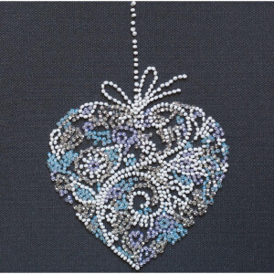 Набор для вышивания бисером с печатью Abris Art "Кружевное сердце", 15x15 см