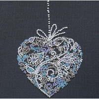 Abris Art stamped bead stitch kit "Lace heart", 15x15cm, DIY
