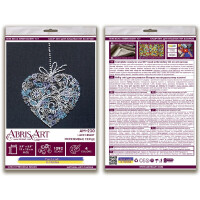 Abris Art kit de puntada con abalorios estampados "Corazón de encaje", 15x15cm, DIY