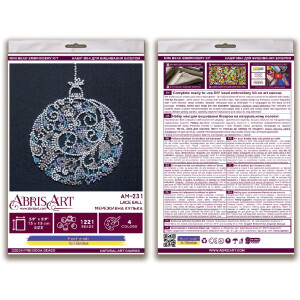 Abris Art stamped bead stitch kit "Lace ball", 15x15cm, DIY