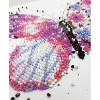 Abris Art kit de puntada con abalorios estampados "Alas rosadas", 15x15cm, DIY