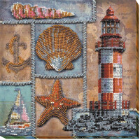 Abris Art stamped bead stitch kit "Seven seas", 20x20cm, DIY