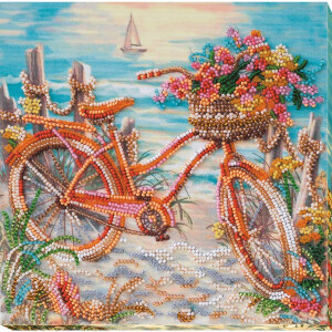 Abris Art stamped bead stitch kit "At the age of the azure", 20x20cm, DIY