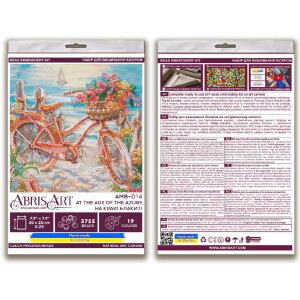 Abris Art stamped bead stitch kit "At the age of the azure", 20x20cm, DIY