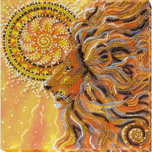 Набор для вышивания бисером с печатью Abris Art "Солнечный лев", 20x20 см
