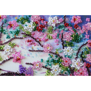 Kit au point perlé estampé Abris Art "Invité du printemps", 20x20cm, DIY