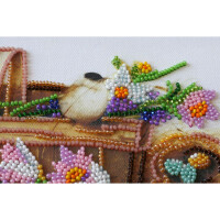 Abris Art gestempelde kraal Stitch Kit "First Flowers", 20x20cm, DIY