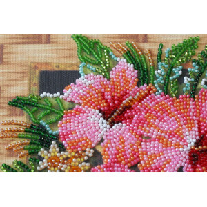 Abris Art kit de puntada con abalorios estampados "Flores de Tanzania", 20x20cm, DIY