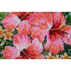 Abris Art kit de puntada con abalorios estampados "Flores de Tanzania", 20x20cm, DIY