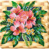 Набор для вышивания бисером с печатью Abris Art "Танзанийские цветы", 20x20 см