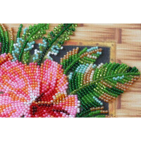 Kit de point de perle estampé Abris Art "Fleurs de Tanzanie", 20x20cm, DIY
