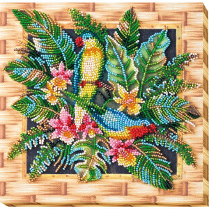Abris Art stamped bead stitch kit "Lori parrots", 20x20cm, DIY
