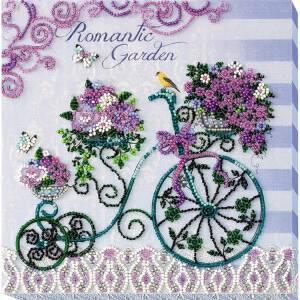 Abris Art stamped bead stitch kit "Romantic garden", 20x20cm, DIY