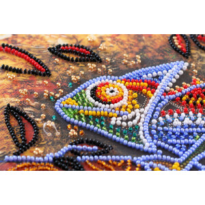 Abris Art stamped bead stitch kit "Chameleon", 20x20cm, DIY
