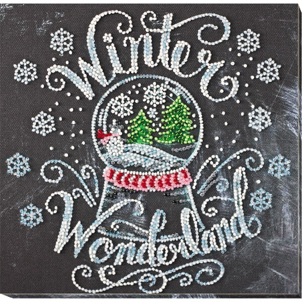 Kit di punto per tallone stampato Abris Art "Winter Wonderland", 20x20cm, fai -da -te