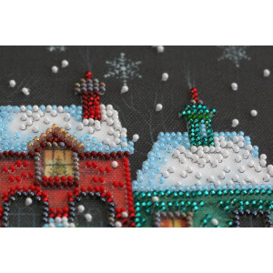 Abris Art stamped bead stitch kit "Holiday town", 20x20cm, DIY