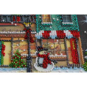 Abris Art gestempelde kralen Stitch Kit "Holiday Town", 20x20cm, DIY