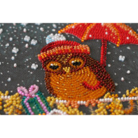 Abris Art stamped bead stitch kit "Owls gift", 20x20cm, DIY