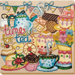 Abris Art gestempelde kraal Stitch Kit "Crazy Tea...