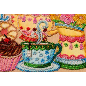 Abris Art stamped bead stitch kit "Crazy tea party", 20x20cm, DIY