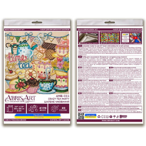 Abris Art stamped bead stitch kit "Crazy tea party", 20x20cm, DIY